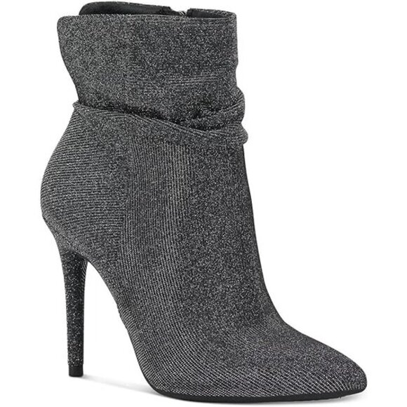 Jessica Simpson Womens Lerona Ruched Pointed Toe Stiletto Booties Silver Size 6M - Picture 1 of 5